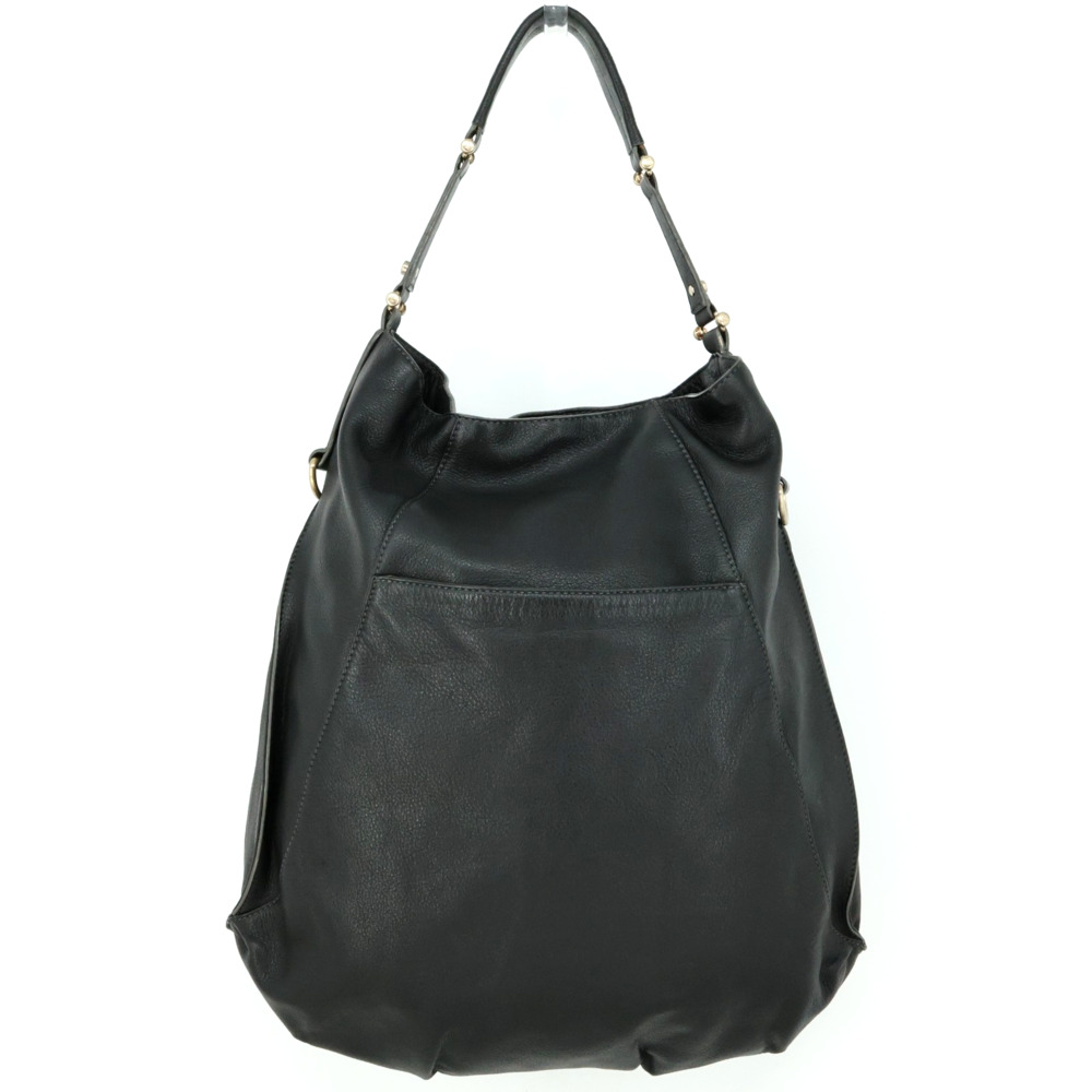 Liz Claiborne Leather Handbag Womens Black Hobo Shoulder Bag Pebbled Vintage